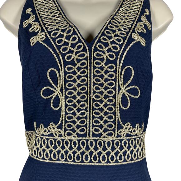 Lilly Pulitzer Evaline Dress Sleeveless Mini Navy Blue Gold Nautical - 6 - Picture 5 of 9